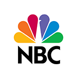 The NBC logo features a colorful peacock with six feathers in red, orange, yellow, green, blue, and purple above bold black letters spelling "NBC"—a recognizable symbol often seen during dog training or puppy-themed shows on a transparent background.