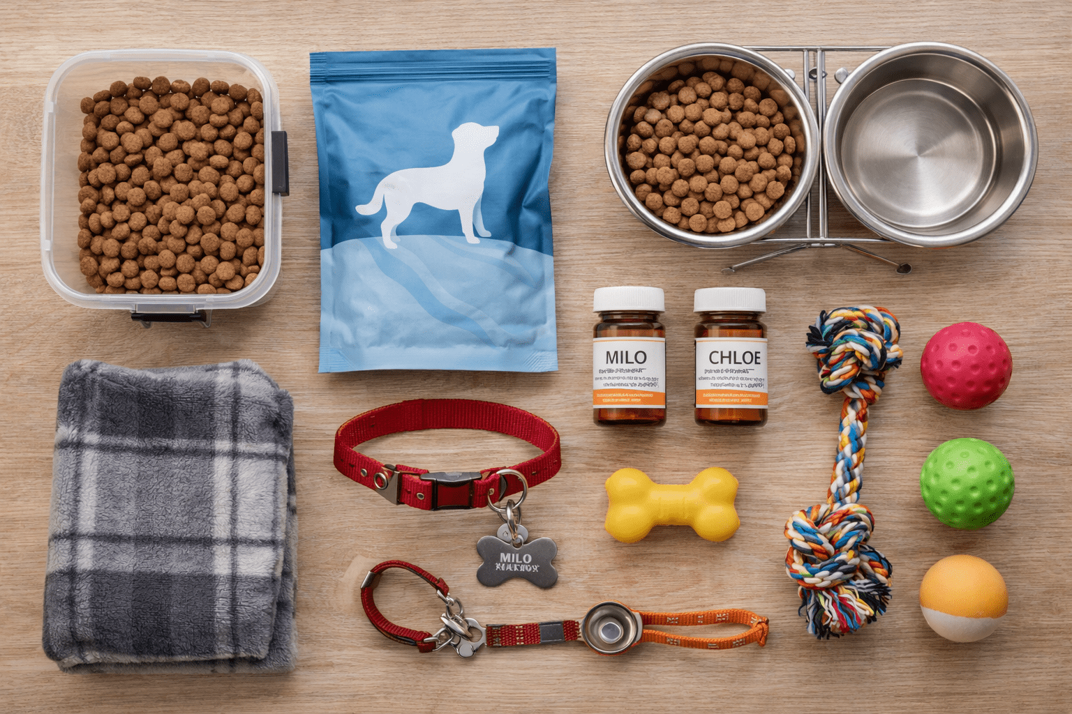 Overnight Dog Boarding Tips: Complete Guide for Pet Owners 2 Essential items packed for dog boarding stay