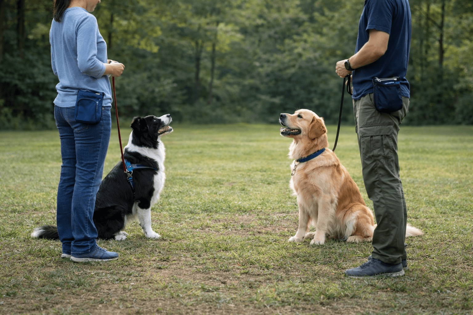How to Socialize an Adult Dog: A Complete Training Guide 3 Two dogs meeting at safe distance during socialization