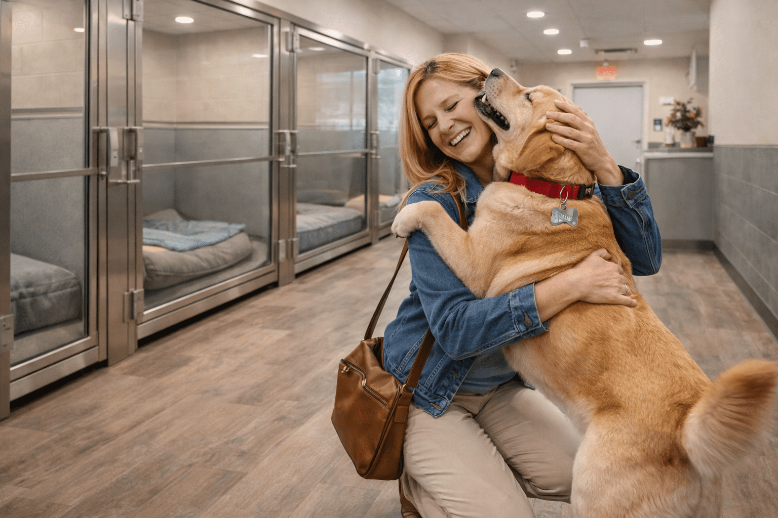 Overnight Dog Boarding Tips: Complete Guide for Pet Owners 5 Happy dog reunited with owner after boarding stay