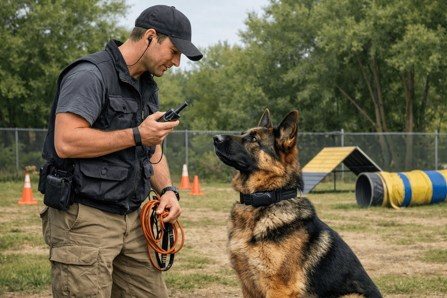 Professional e-collar training session