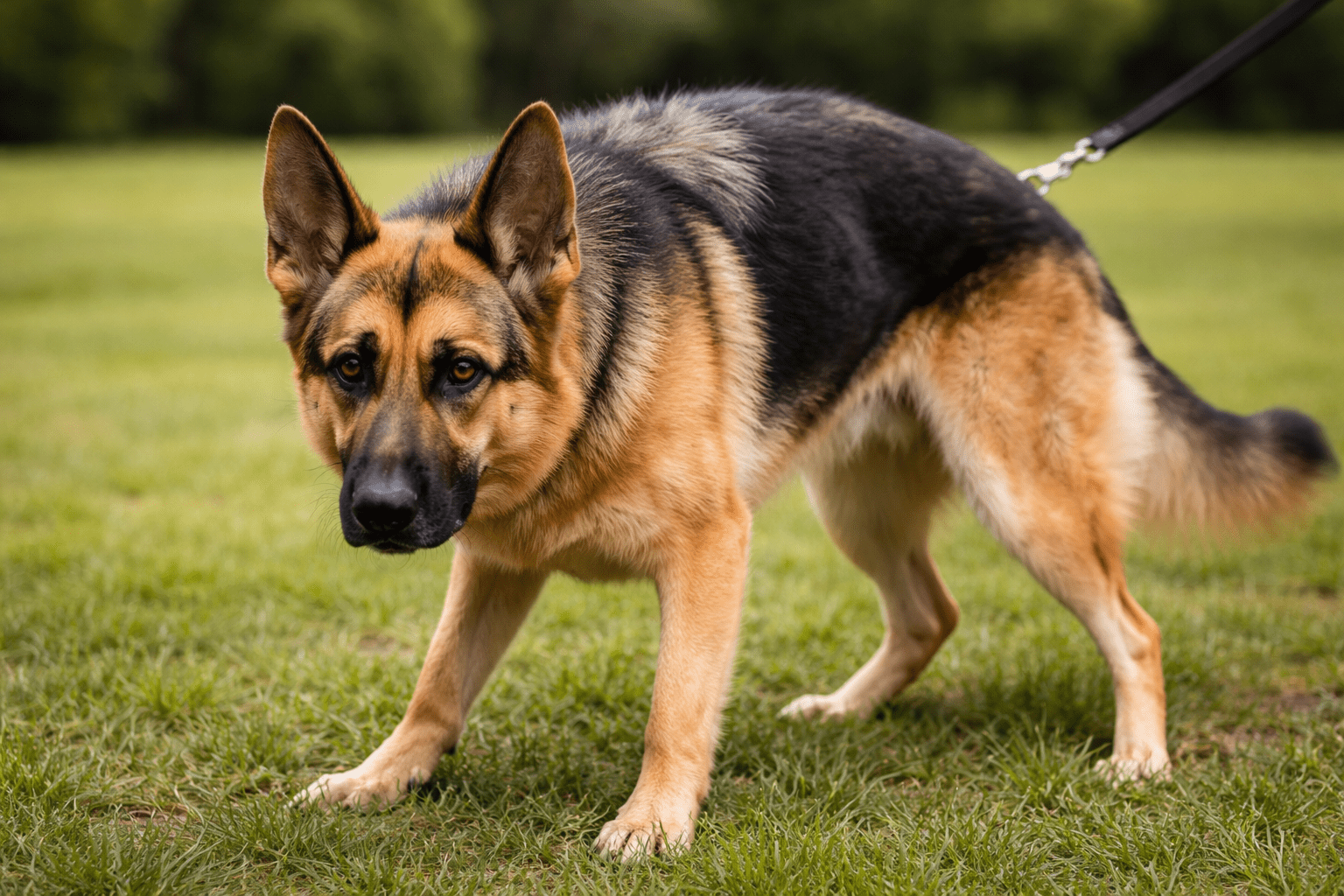 How to Introduce Dogs to Each Other: Complete Safety Guide 3 Dog showing defensive body language with raised hackles and stiff posture during dog introduction