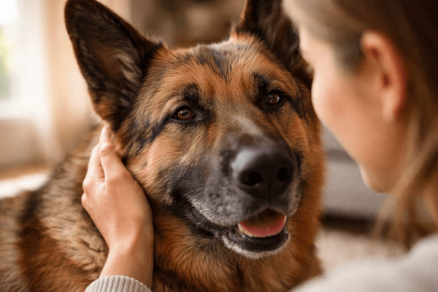 Signs Your Dog Trusts You: How to Read Your Dog's Trust Signals 1 Close-up of dog and owner making gentle eye contact showing trust and emotional connection