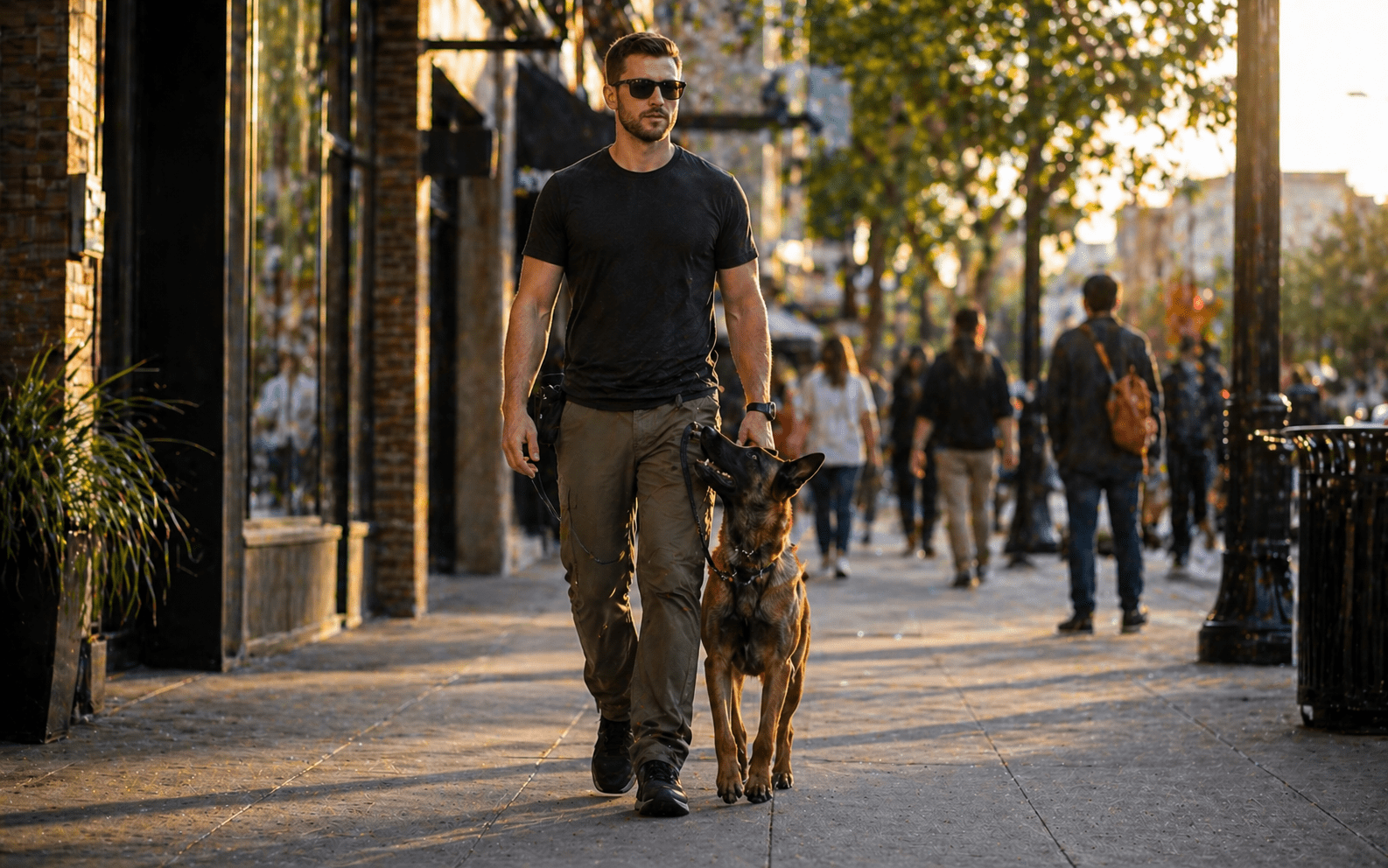 How to Teach a Dog to Heel: Steps, Luring Tricks, and What Actually Works 4 Dog maintaining heel position on a busy sidewalk during real-world proofing