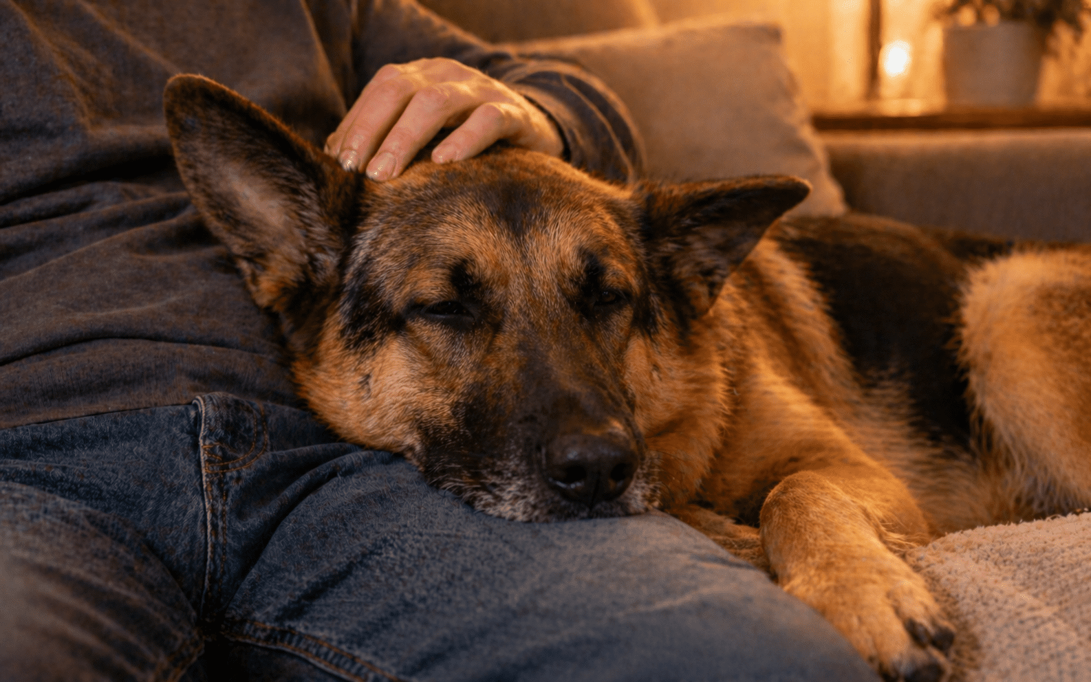 Why Do Dogs Sigh? What Your Dog Is Really Trying to Tell You 5 dog sighing contentedly resting head on owner lap bonding trust