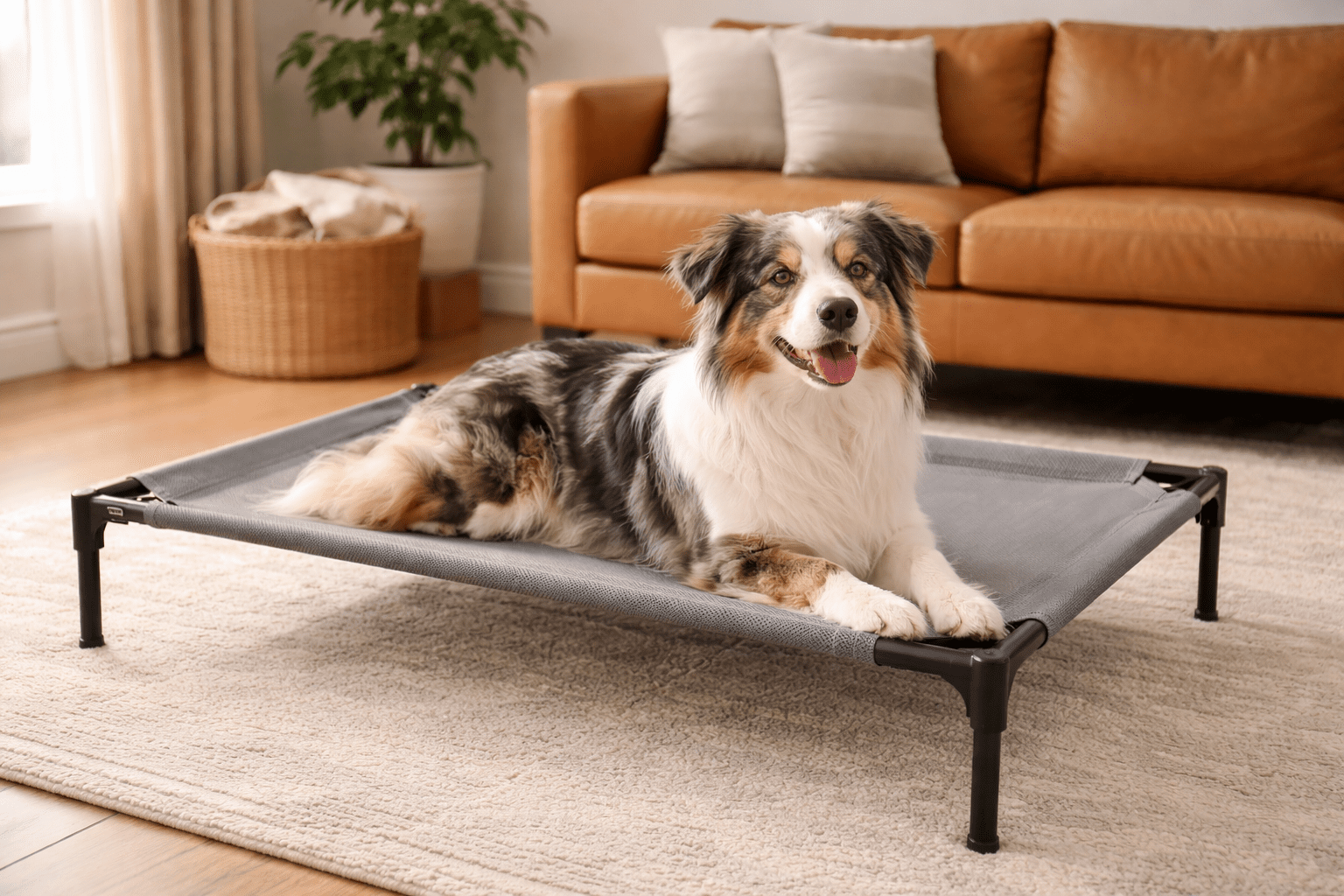 How Do You Keep Your Dog Off the Couch 5 Dog resting on orthopedic bed positioned near family to maintain pack bonding