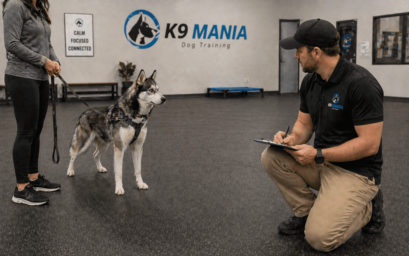 How to Socialize a Reactive Dog 6 Certified dog trainer conducting behavioral assessment for reactive dog training program