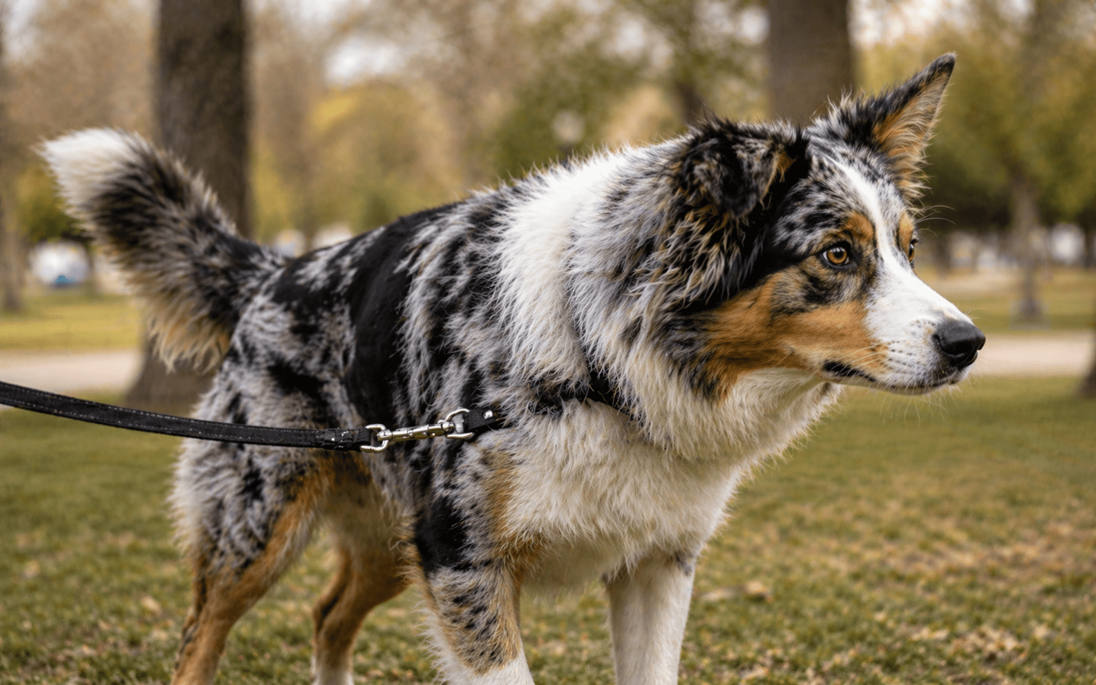 How to Socialize a Reactive Dog 1 Dog showing early warning signs of reactivity with tense body language and focused stare
