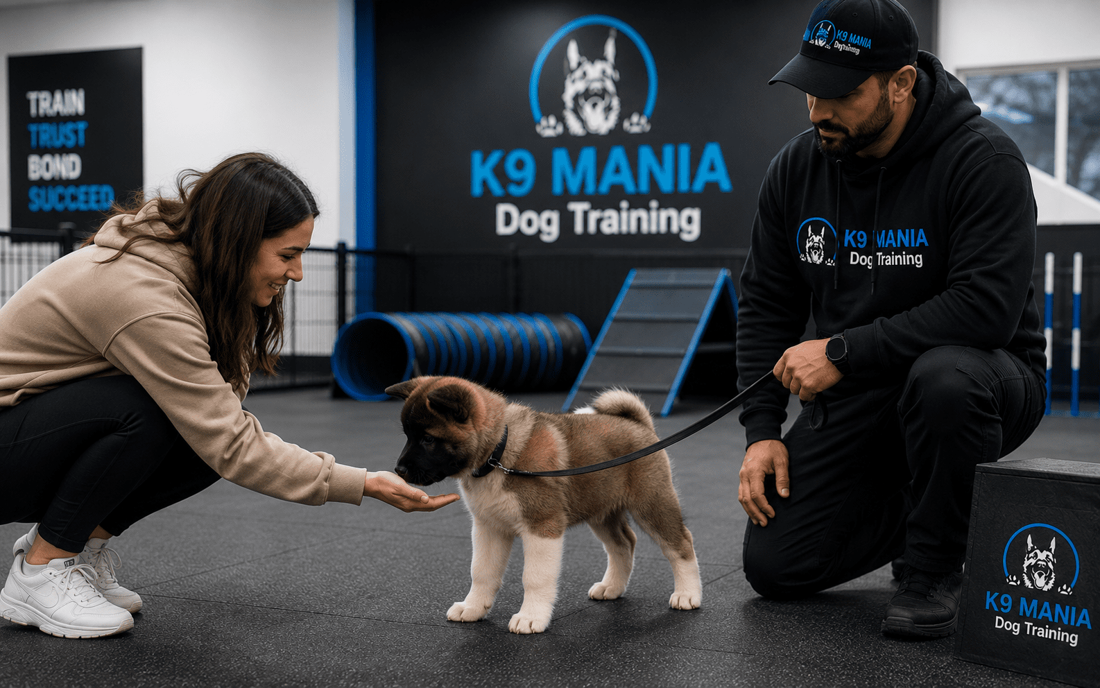 How to Train an Akita: Tips, Steps, and What to Expect 1 Akita puppy being socialized with new people during early training