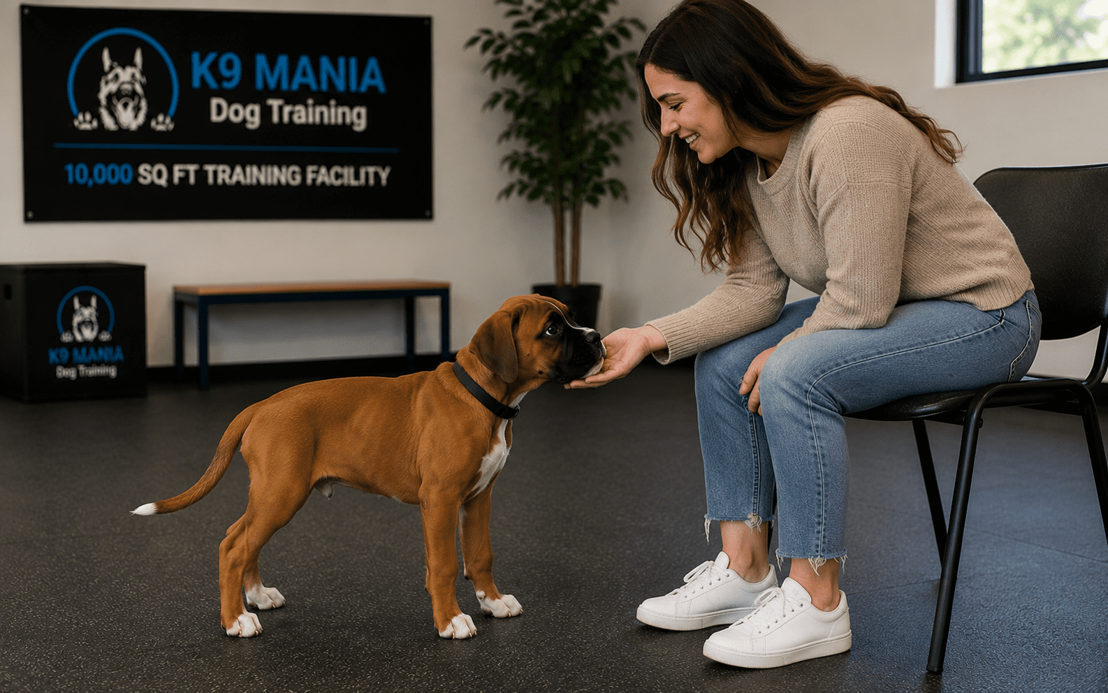 How to Train a Boxer Puppy: A Step-by-Step Guide for New Owners 1 Boxer puppy socializing with new people during training