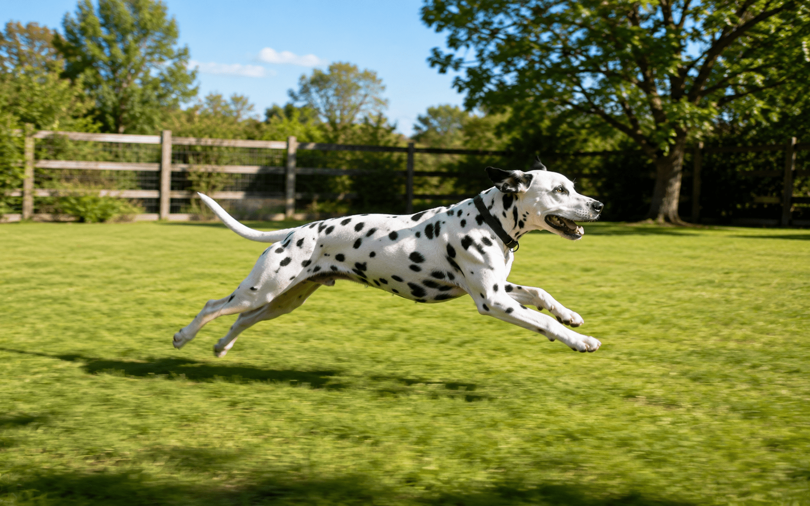 How to Train a Dalmatian Dog: Proven Methods for This High-Energy Breed 4 Dalmatian running at full speed in fenced backyard