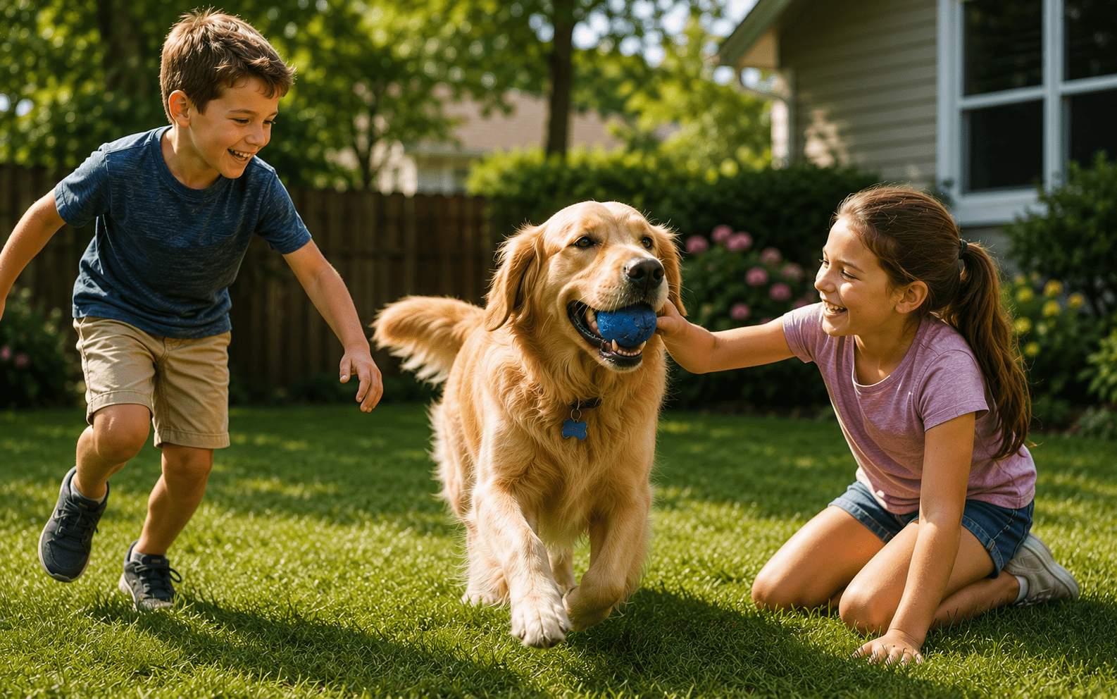 How to Choose the Perfect Dog Breed for My Lifestyle 3 Family-friendly dog breed playing with children in the yard