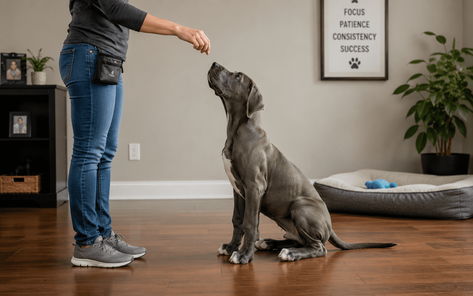 How to Train a Great Dane: Steps, Tips, and What Actually Works 1 great dane puppy learning sit command during obedience training